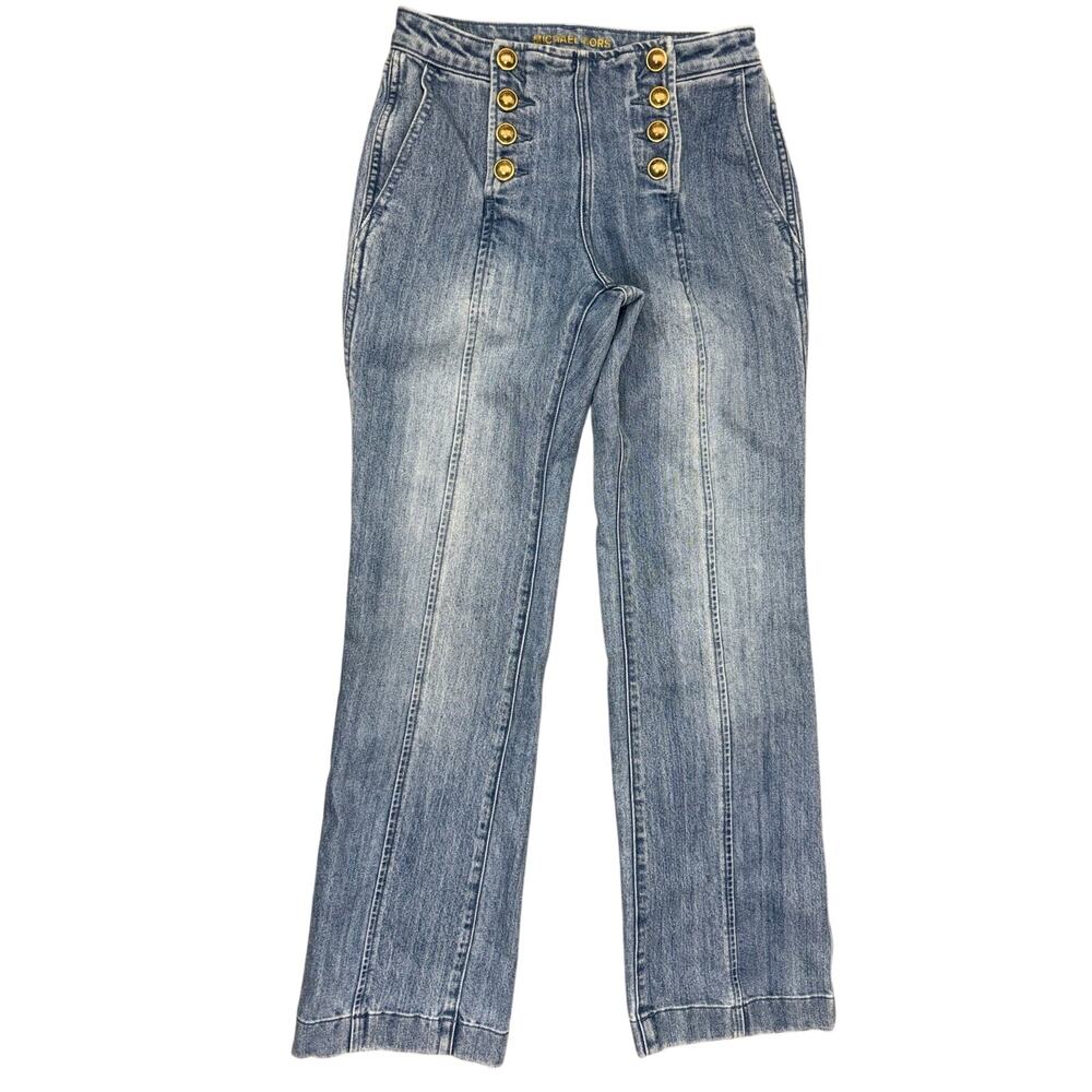 Y2K Light Wash Sailor Button Front Flare Jeans Michael Kors Women’s 2P